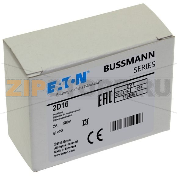 Предохранитель, 2 A, AC 500 В, 100 кА, D1, 13.2x6 мм, gL/gG, IEC с задержкой Eaton FUSE-D1 2A T 