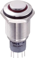 Кнопка антивандальная 250 В/AC, 3 А, 2 x вкл/вкл, без фиксации, IP65, 1 шт TRU Components LAS2GQH-22E/R/12V/S/P