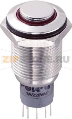 Кнопка антивандальная 250 В/AC, 3 А, 2 x вкл/вкл, без фиксации, IP65, 1 шт TRU Components LAS2GQH-22E/R/12V/S/P 