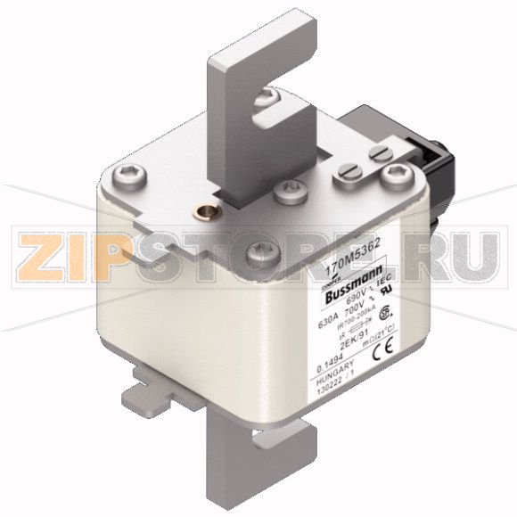 Предохранитель, 630 A, AC 690 В, 200 кА, size 2, 61x77x126 мм, aR, IEC UL Eaton FUSE 630A 690V 