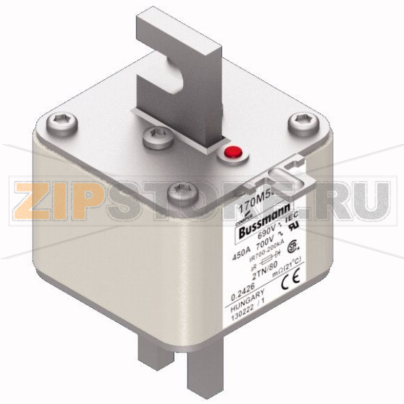 Предохранитель, 450 A, AC 690 В, 200 кА, 2, 61x75x108 мм, aR, DIN, IEC Eaton FUSE 450A 690V 2TN 