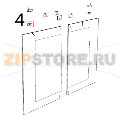 Guarnizione cerniera vetro porta Unox XL 413 Guarnizione cerniera vetro porta Unox XL 413Запчасть на деталировке под номером: 4