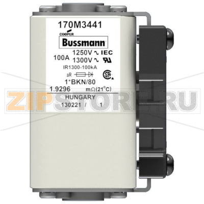 Предохранитель, 100 A, AC 1250 В, 100 кА, size 1, 45x59x81 мм, aR, IEC UL Eaton FUSE 100A 1250 
