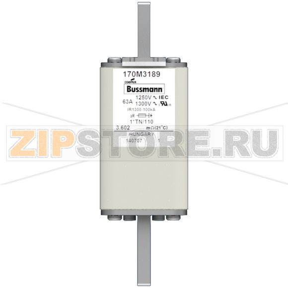 Предохранитель, 63 A, AC 1250 В, 100 кА, size 1, 45x58x138 мм, aR, DIN, IEC Eaton FUSE 63A 1250 