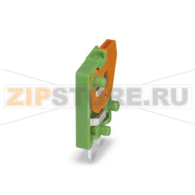 Клеммы для печатного монтажа Phoenix Contact FFKDS/V-2,54 Номинальный ток: 6 А, Номинальное напряжение: 160 В, Размер шага: 2,54 мм, Полюсов: 1, Тип подключения: Пружинные зажимы, Монтаж: пайка, Направление подключения, проводник / печатная плата: 90 °, Цвет: зеленый, Возможна установка в ряд модулей с различным количеством полюсов (контактов)!.Минимальный заказ: 100 шт.Упаковка: 100 шт.