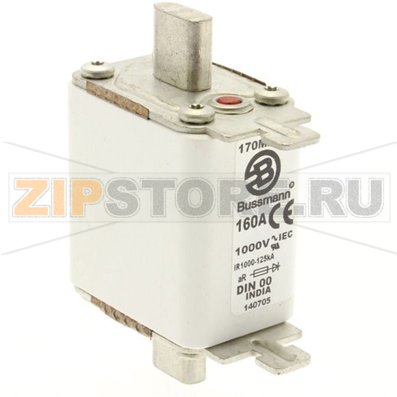 Предохранитель, 160 A, AC 1000 В, 125 кА, DIN 00, aR, DIN, IEC Eaton FUSE 160A 1000V DIN 00 AR 