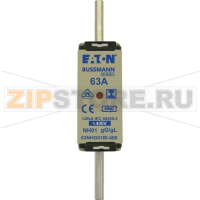 Предохранитель, 63 A, AC 400 В, 120 кА, NH01, gL/gG, IEC Eaton NH FUSE 63A 400V GG/GL SIZE 01