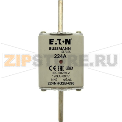 Предохранитель, 224 A, AC 690 В, 120 кА, NH2, gL/gG, IEC Eaton NH FUSE 224AMP 690V gG SIZE 2 