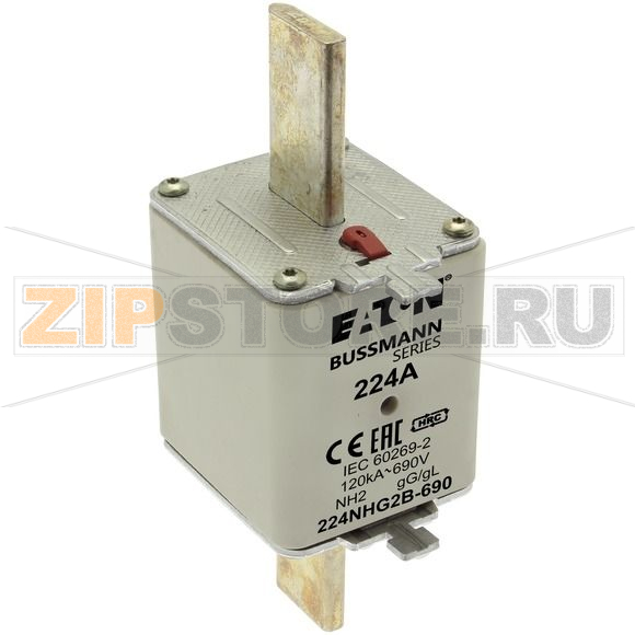 Предохранитель, 224 A, AC 690 В, 120 кА, NH2, gL/gG, IEC Eaton NH FUSE 224AMP 690V gG SIZE 2 