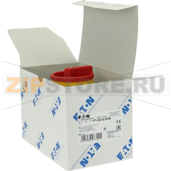 Выключатели главные, P1, 32 A, монтаж на поверхность, 3-полюсн Eaton P1-32/I2/SVB 