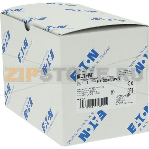 Выключатели главные, P1, 32 A, монтаж на поверхность, 3-полюсн Eaton P1-32/I2/SVB 