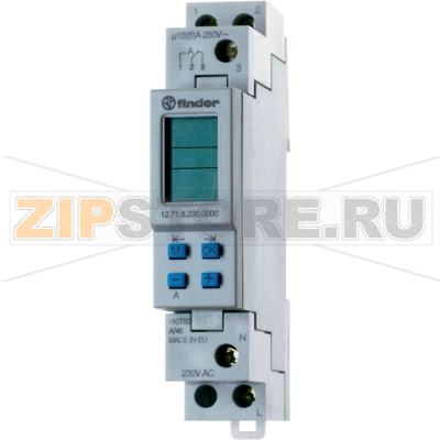 Таймер электронный, еженедельная программа, 230 V (AC), 16 A, 250 V (AC) Finder 12.71.8.230.0000 