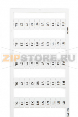 Маркировочная карта WMB; в картах; МАРКИРОВАНО; R1, S1, T1, U1, V1, W1, X1, Y1, Z1,SL (10x); not stretchable; Вертикальная маркировка; с креплением на защелке; белые Wago 793-646 
