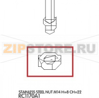 Stainless steel nut M14 H=8 CH=22 Unox XVC 705