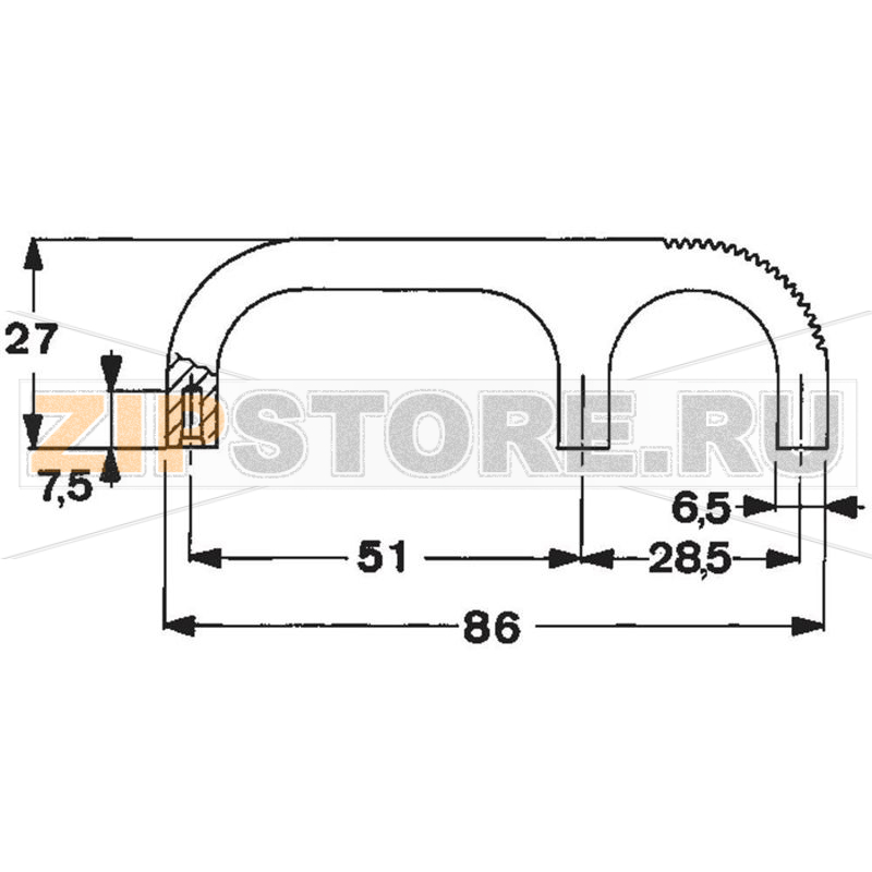 Ручка корпусная 86x9.5x27 мм, черная, 1 шт Mentor 3210.3003 