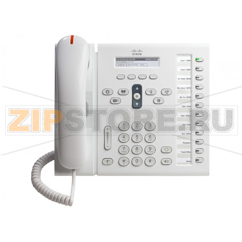 IP-телефон 48 В/DC, 12 линий, 2xFE (PoE), SIP/SCCP, 396x81 пкс, RJ-9 Cisco CP-6961-W-K9 