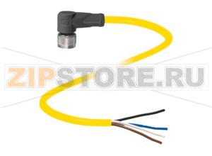Кабель датчика-исполнительного устройства Female connector V11-W-YE5M-PVC-U Pepperl+Fuchs Описание оборудованияFemale cordset, M12, 3-pin, PVC cable
