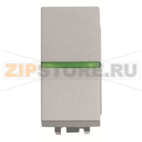 Механизм одноклавишного однополюсного выключателя с клавишей и контрольной подсветкой, одномодульный, серебристый ABB 2CLA210150N1301