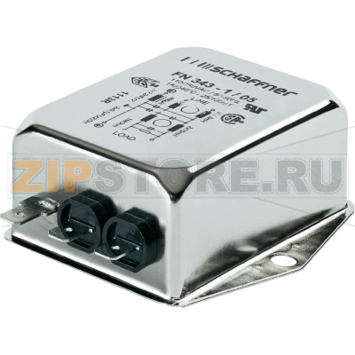 Фильтр сетевой 1 А, 1 фаза, 250 В/AC, 70x69x30.3 мм, 112 шт Schaffner FN 343-1-05 