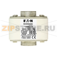 Предохранитель, 1600 A, AC 690 В, 200 кА, size 3, aR, IEC UL Eaton FUSE 1600A 690V 3BN/65 AR UC