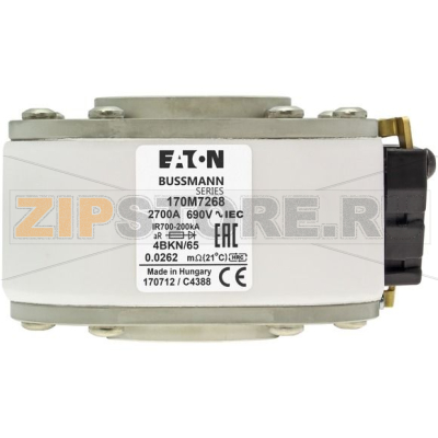 Предохранитель, 2700 A, AC 690 В, size 4, 105x120x67 мм, aR Eaton FUSE 2700A 690V 4BKN/65 AR UR 