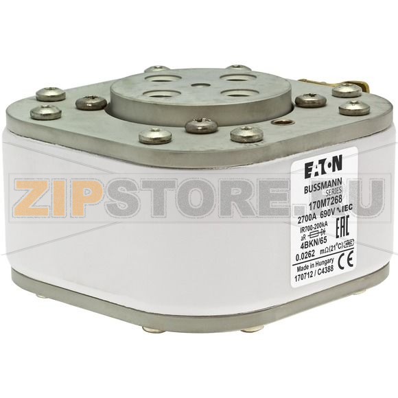 Предохранитель, 2700 A, AC 690 В, size 4, 105x120x67 мм, aR Eaton FUSE 2700A 690V 4BKN/65 AR UR 