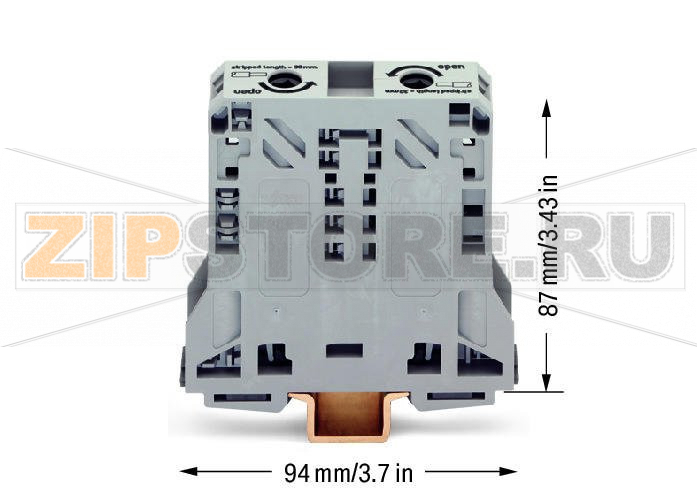 POWER CAGE CLAMP 2-проводные проходные клеммы; 50 мм?; боковые маркировочные разъемы; только на рейке DIN 35 x 15; POWER CAGE CLAMP; 50,00 mm?; серые Wago 285-150 