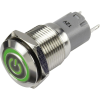 Кнопка 48 В/DC, 2 А, 1 x вкл/вкл, без фиксации, 1 шт TRU Components LAS2GQF-11ET/G/12V/S/P