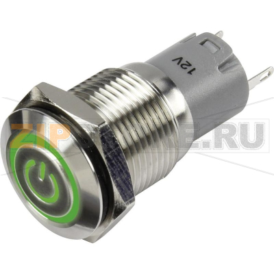 Кнопка 48 В/DC, 2 А, 1 x вкл/вкл, без фиксации, 1 шт TRU Components LAS2GQF-11ET/G/12V/S/P 
