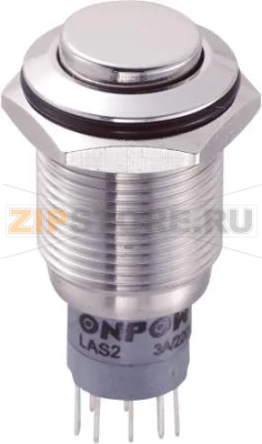 Кнопка антивандальная 250 В/AC, 3 А, 2 x вкл/вкл, без фиксации, IP65, 1 шт TRU Components LAS2GQH-22/S/P 