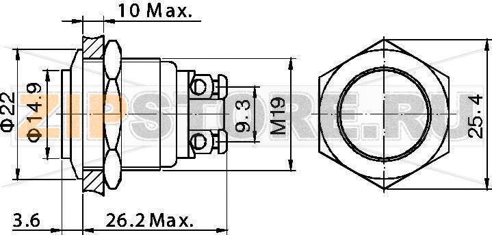 Кнопка антивандальная 48 В/DC, 2 А, 1 x выкл/вкл, без фиксации, IP65, 1 шт TRU Components GQ 19H-S 