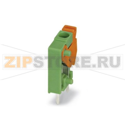 Клеммы для печатного монтажа Phoenix Contact FFKDS/V-3,81 Номинальный ток: 12 А, Номинальное напряжение: 160 В, Размер шага: 3,81 мм, Полюсов: 1, Тип подключения: Пружинные зажимы, Монтаж: пайка, Направление подключения, проводник / печатная плата: 90 °, Цвет: зеленый, Возможна установка в ряд модулей с различным количеством полюсов (контактов)!.Минимальный заказ: 100 шт.Упаковка: 100 шт.