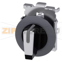 АКТУАТОР ПОВОРОТНОГО ПЕРЕКЛЮЧАТЕЛЯ С ВОЗМОЖНОСТЬЮ ПОДСВЕТКИ, 30MM, КРУГЛ., МЕТАЛЛ МАТОВЫЙ, КОРОТКАЯ ЧЁРНАЯ РУКОЯТКА С БЕЛОЙ ВСТАВКОЙ, ПЛОСКОЕ ФРОНТАЛЬНОЕ КОЛЬЦО, 3 КОММУТАЦИОННЫХ ПОЛОЖЕНИЯ: I>O<II, БЕЗ ФИКСАЦИИ, УГОЛ ПОВОРОТА РУКОЯТКИ 2X45 ГРАД.: 10:30Ч.