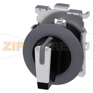 АКТУАТОР ПОВОРОТНОГО ПЕРЕКЛЮЧАТЕЛЯ С ВОЗМОЖНОСТЬЮ ПОДСВЕТКИ, 30MM, КРУГЛ., МЕТАЛЛ МАТОВЫЙ, КОРОТКАЯ ЧЁРНАЯ РУКОЯТКА С БЕЛОЙ ВСТАВКОЙ, ПЛОСКОЕ ФРОНТАЛЬНОЕ КОЛЬЦО, 3 КОММУТАЦИОННЫХ ПОЛОЖЕНИЯ: I&gt;O&lt;II, БЕЗ ФИКСАЦИИ, УГОЛ ПОВОРОТА РУКОЯТКИ 2X45 ГРАД.: 10:30Ч. 