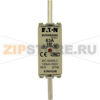 Предохранитель, 63 A, AC 500 В, 120 кА, NH0, gL/gG, IEC Eaton NH FUSE 63A 500V GG/GL SIZE 0