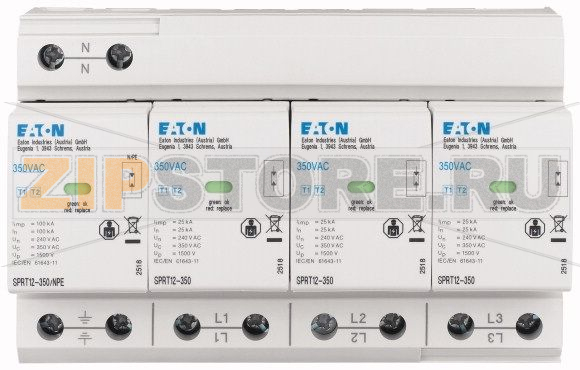 Устройство защиты от дуги, КЗ, токов утечки и перегрузки Eaton SPRT12-350/3+NPE-AX 