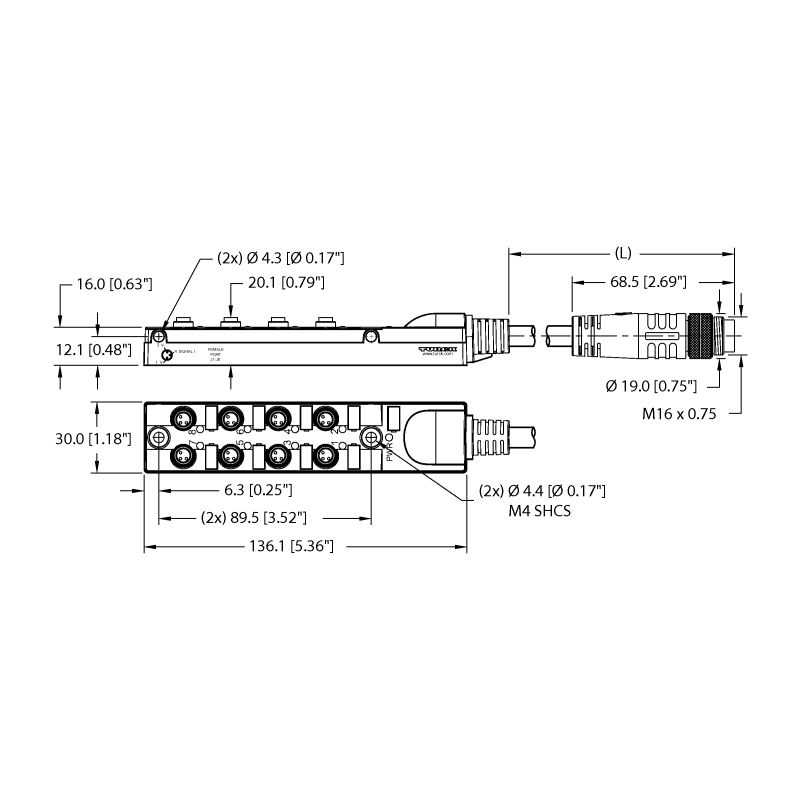 Коробка распределительная, пассивная, 8 портов Turck TB-8M8Z-3-3-BSM14 