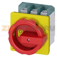 АВАРИЙНЫЙ ГЛАВНЫЙ УПРАВЛЯЮЩИЙ ПЕРЕКЛЮЧАТЕЛЬ 3 ПОЛЮСА IU=125, P/AC-23A AT 400V=45KW, ДЛЯ ФРОНТАЛЬНОГО МОНТАЖА, МОНТАЖ ПОСР. 4 ОТВЕРСТИЙ ПОВОРОТНЫЙ ИСП. МЕХАНИЗМ КРАСН\ЖЕЛТ. Siemens 3LD2804-0TK53