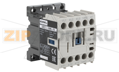 Мини-контактор 16 А, 24 В/DC, 1NO, 3 полюса, IP20 Kripal UKD1-16M-10-24DC 