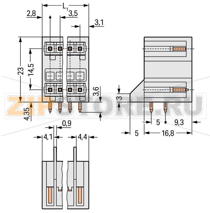 MCS MINI Двухуровневая вилка THT; 1.0 x 1.0 mm solder pin; угловые; 100% защита от неправильного подсоединения; Шаг контактов 3,5 мм; 16-пол.; светло-серые Wago 734-408/001-000 Сечение контактов 1 x 1 мм позволяет проводить ток до 10 A100% защита от неправильного подсоединенияВозможны варианты кодировки...