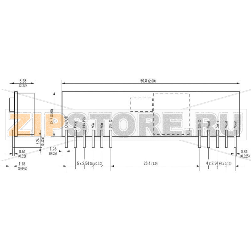 Преобразователь DC/DC, печатный монтаж, 5 V/DC, 16 A Traco Power TOS 16-12SIL 