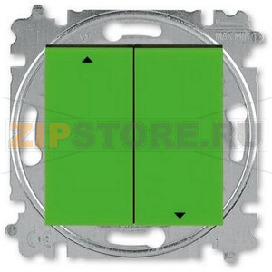 Выключатель жалюзи двухклавишный, с фиксацией, зелёный/дымчатый чёрный ABB 2CHH598945A6067 