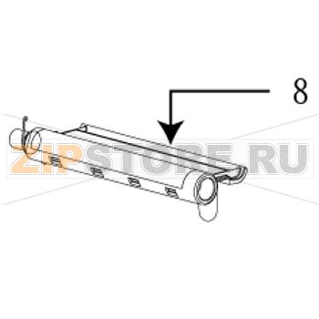 Демпфер TSC TTP-346M  Демпфер для принтера TSC TTP-346M Запчасть на сборочном чертеже под номером: 8Количество запчастей в комплекте: 1Название запчасти TSC на английском языке: Media damper assembly