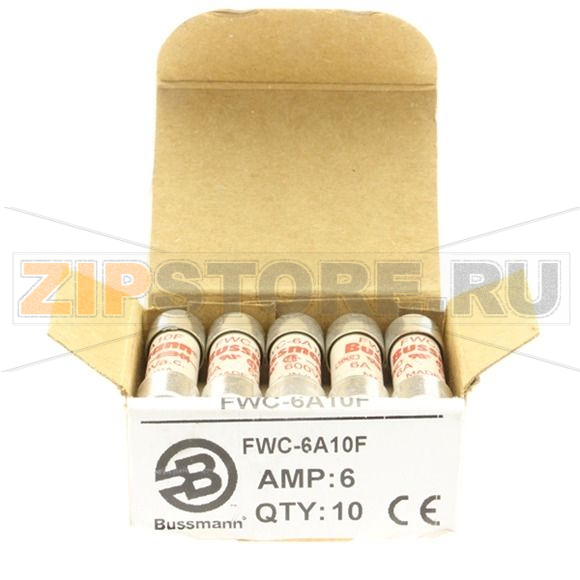 Предохранитель, 6 A, AC 600 В, 200 кА, 10x38 мм, aR, UL Eaton 6AMP 600V AC FERRULE 10x38MM 