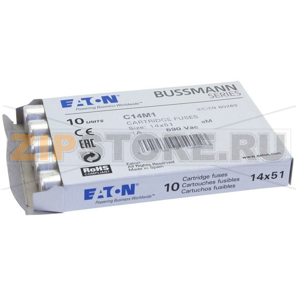 Предохранитель, 6 A, AC 690 В, 80 кА, 14x51 мм, aM, IEC Eaton CYLINDRICAL FUSE 14x51 6A AM 690V 
