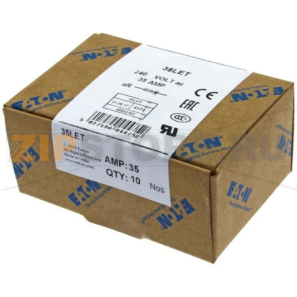 Предохранитель, 35 A, AC 240 В, DC 150 В, 200 кА, BS88, 18x56 мм, aR, BS Eaton 35A 240V AC BS88 F 