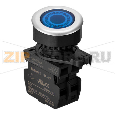 Выключатель кнопочный, головка: круглая, утопленная, Ø отверстия: 30 мм Autonics S3PF-P3BADM 