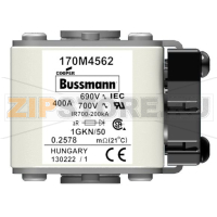 Предохранитель, 450 A, AC 690 В, 200 кА, size 1, 53x69x51 мм, aR, IEC UL Eaton FUSE 450A 690V