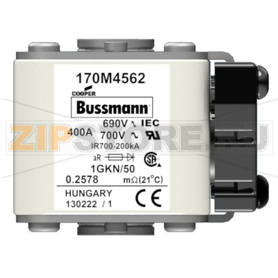 Предохранитель, 450 A, AC 690 В, 200 кА, size 1, 53x69x51 мм, aR, IEC UL Eaton FUSE 450A 690V 