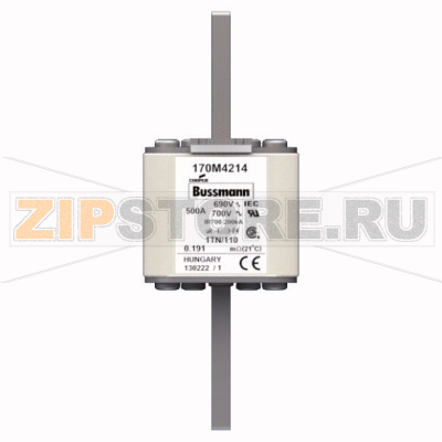 Предохранитель, 500 A, AC 690 В, 200 кА, DIN 1, 53x66x138 мм, aR, DIN, IEC Eaton FUSE 500A 690V 